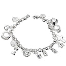 925 Plated Heart Cross Star Chain Fashion Bangle Bracelets