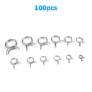 100pcs Double Wire Spring Hose Clamps Fuel Line Hose Tube Clips Assortment