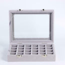24 Grid Velvet Women Jewelry Packaging Boxes Ring Earrings Organizer Case