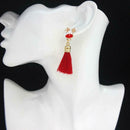 Christmas Earrings Santa Claus Elk Tassel Long Dangle Ear Jewelry (Style 3) A