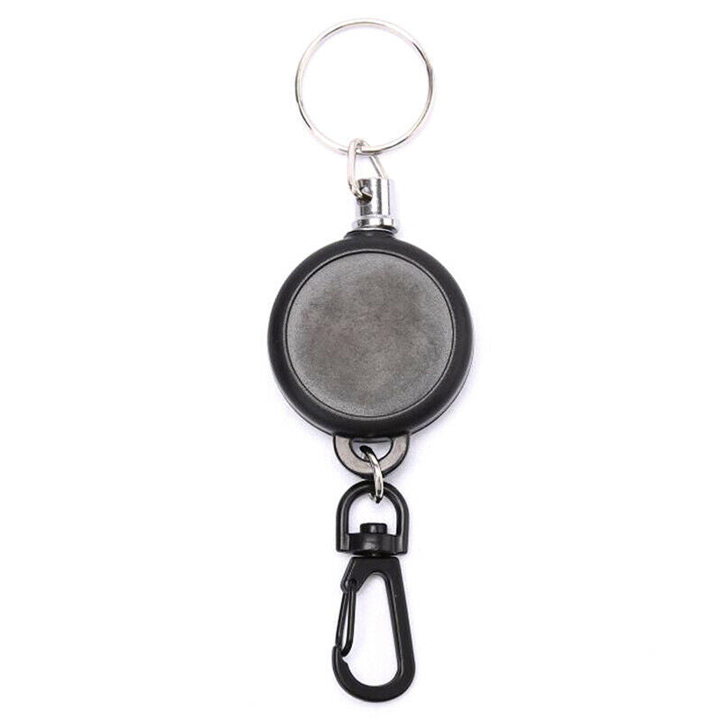 1PC Retractable Pull Key Chain Reel ID Badge Black Card Holder 60CM KeyringB Gn