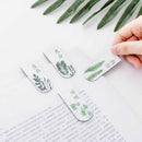 4pcs/set Green Plant Magnetic Bookmark Book Marker Page Clip Office Supplies New