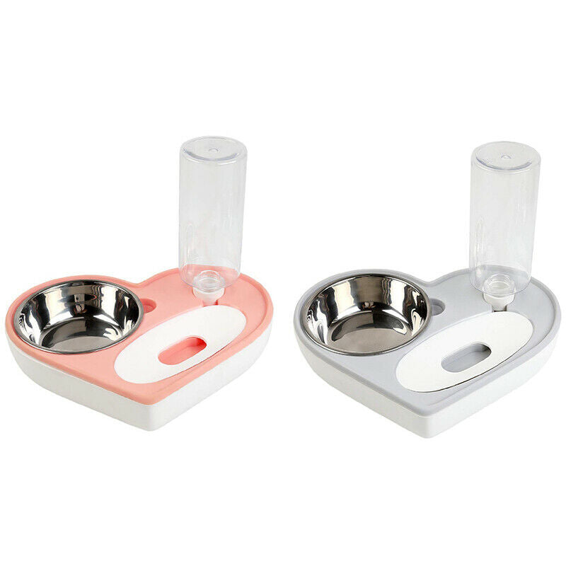 Dog Cat Water and Food Bowl Set, No-Spill Detachable Automatic Water Dispen P3C3