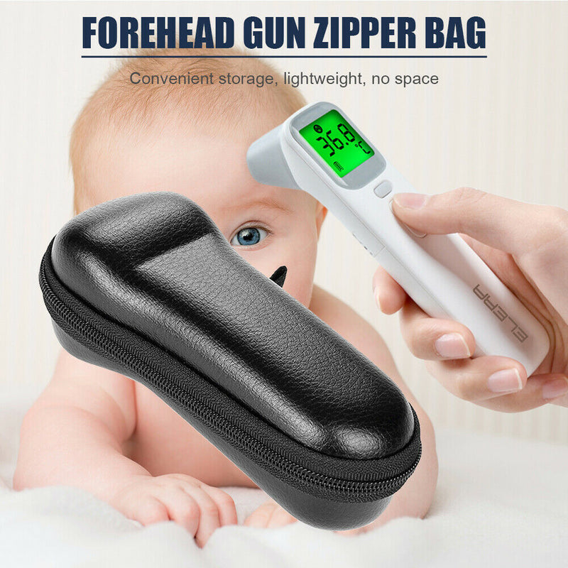Forehead Thermometer Storage Bag Portable PU Leather Shockproof Zipper Bag