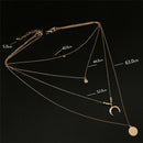 Multilayer Choker Horn Long Crescent Moon Pendant Necklace Chain Jewelry Wome JR