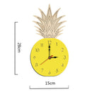 Nordic Pineapple Wall Clocks Children'S Room Wooden Silent Wall Clock Home  N8U4