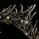 Bridal Pearls Crystal Hairband Tiara Women Wedding Prom Hair Decor Bronze