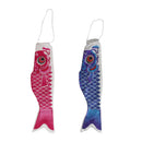 2pcs Japanese Windsock Carp Flag Koinobori Fish Wind Streamer Blue & Pink