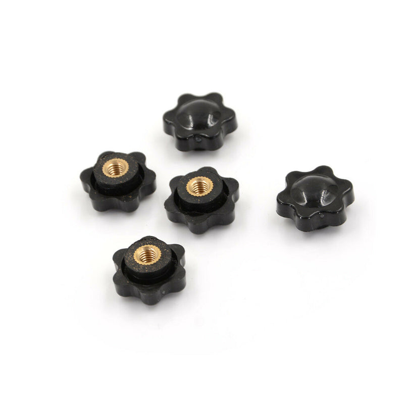 5Pcs Black M6 Female Thread Star Shaped Head Clamping Nuts Knob JR