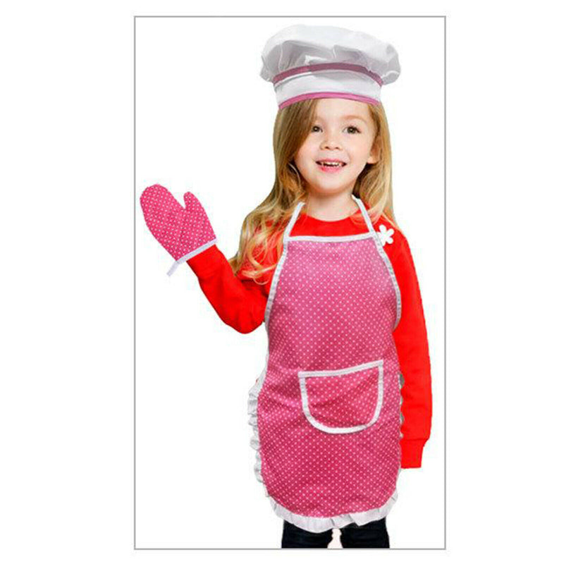 4x Kitchen Pretend Play Toys & Apron Gloves Hat Hot Pad for Children Girl Gift