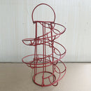 Iron Spiral Egg Holder Roller Rack Organizer Dispenser Keeper 24 Eggs Red