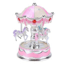 Romantic Crown Music Box Emit Clockwork Carousel Kid Birthday Gift(Pink) A