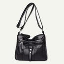 Daily Leather Mom Bag Multi-Pockets Women Shoulder Crossbody Bags (Black)