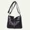 Daily Leather Mom Bag Multi-Pockets Women Shoulder Crossbody Bags (Black)