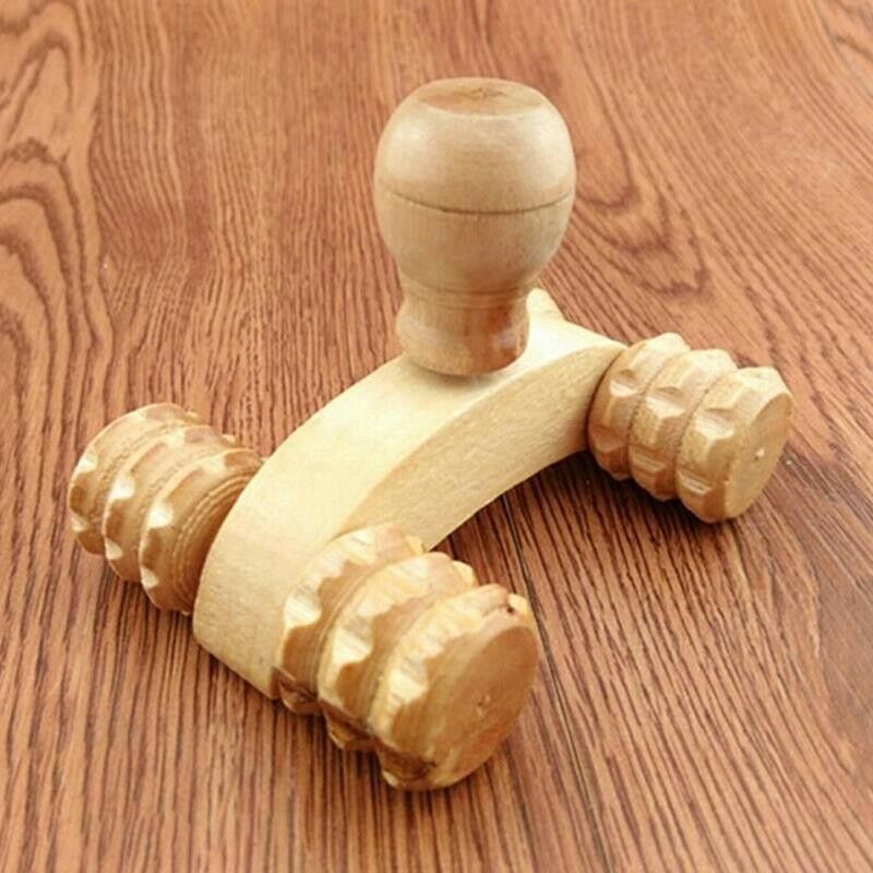 10Pcs Solid Wood Full-Body Four Wheels Wooden Car Roller Relaxing Hand Mass K6N3