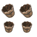 4pcs Rustic Whiskey Barrel Planter Wooden Pot Barrel Large Garden Patio Outdoor