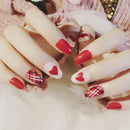 red heart acrylic nail tips short false nails art fingernails 24pcs/set -Q