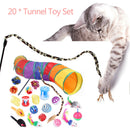 20pcs Cat Tunnel Toys Kit Cat Teaser Feather Wand Sisal Ball Pet Supplies A