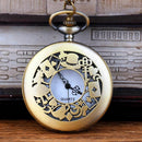 Fashion large bronze thin chain hollow woman hat poker pocket watch D1L3