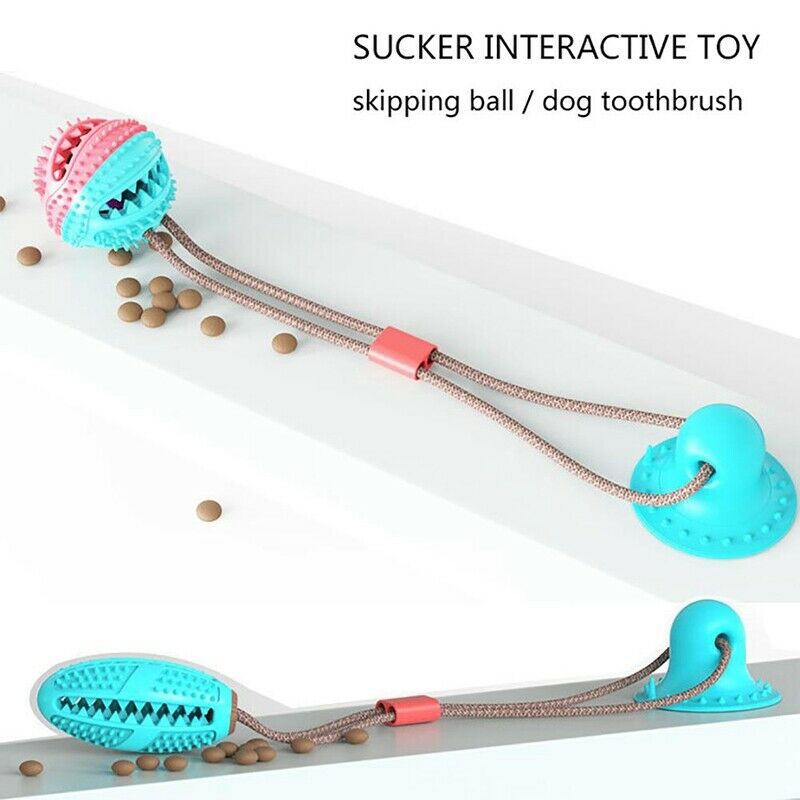 New Pet Cats Dogs Interactive Suction Cup Push TPR Treat Ball Toys Elastic