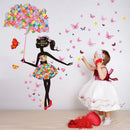 Removable Umbrella Girl Vinyl Wall Art Stickers / Wall Decals/ Wall Graphics