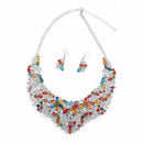 Women Alloy and Crystal Butterfly Necklace and Earring Set 40+7cm Multicolo