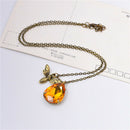 Charm Jewelry Chain Crystal Bee and Honey Necklace Golden Rhinestone Kw