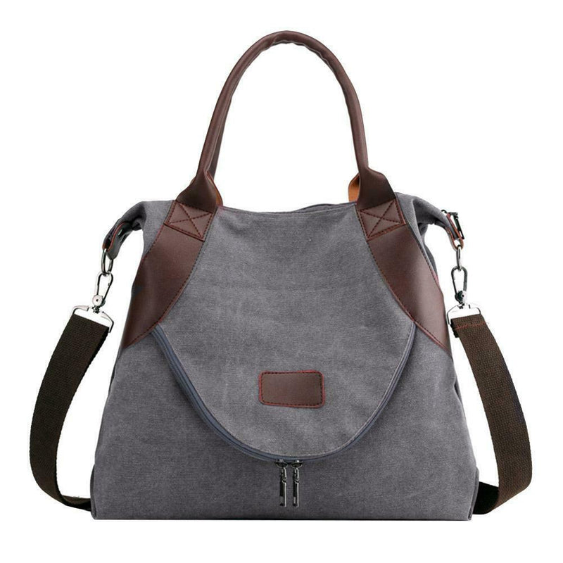 Women Large Tote Shopping Bag Handbag Canvas Shoulder Messenger Bags (Grey) SN9F