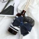 Dotted Bow Barrette Hair Clip Bun Cover Dark Blue White w Net Snood E9I4