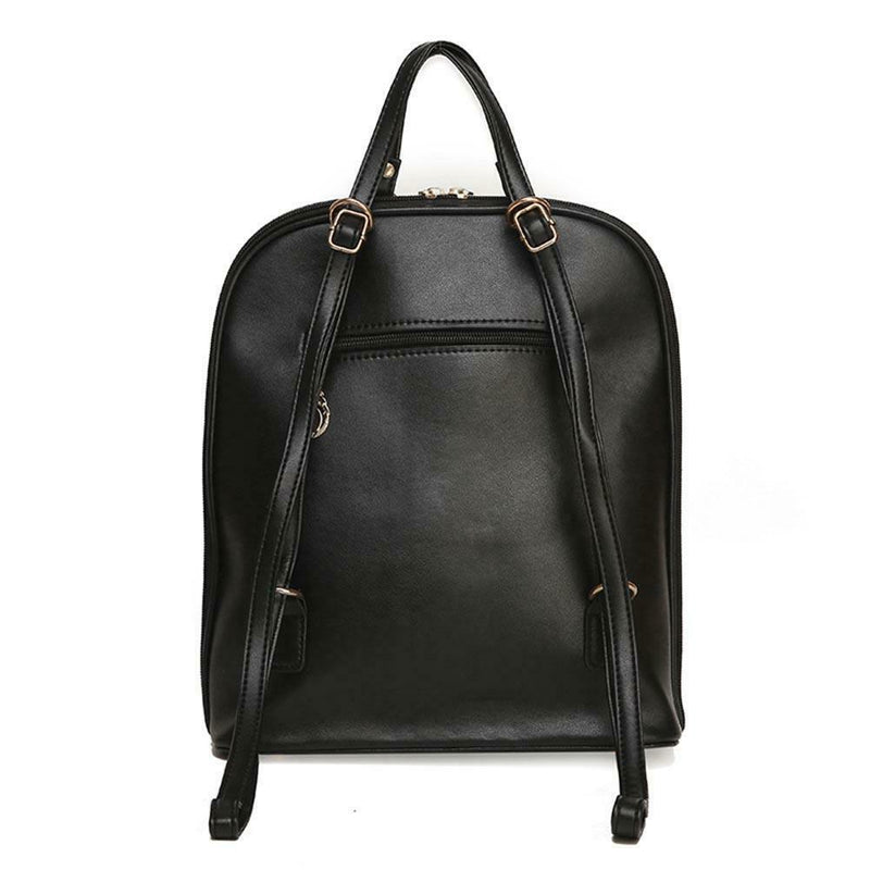 Women Student Preppy Style Cute Bear Pendant Bookbag Backpack(Black)