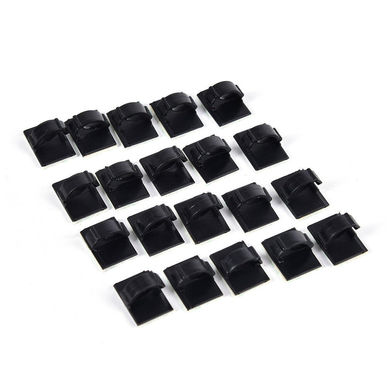 20x Adhesive Car Cable Clips Cable Winder Drop Wire Tie Desk Wall Cord Clamp.AU