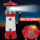 Solar Powered RED Lighthouse Statue Rotating Garden Outdoor Yard Deco Patio W0A8