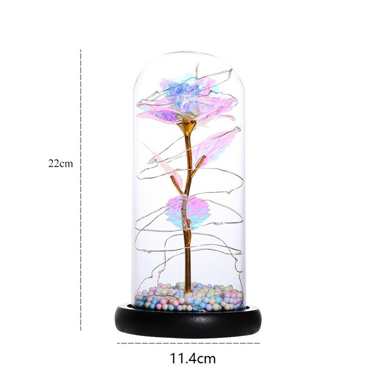 Beautiful Eternal Rose LED Light Rose In Glass Dome with Foam for Valentine'P6E2
