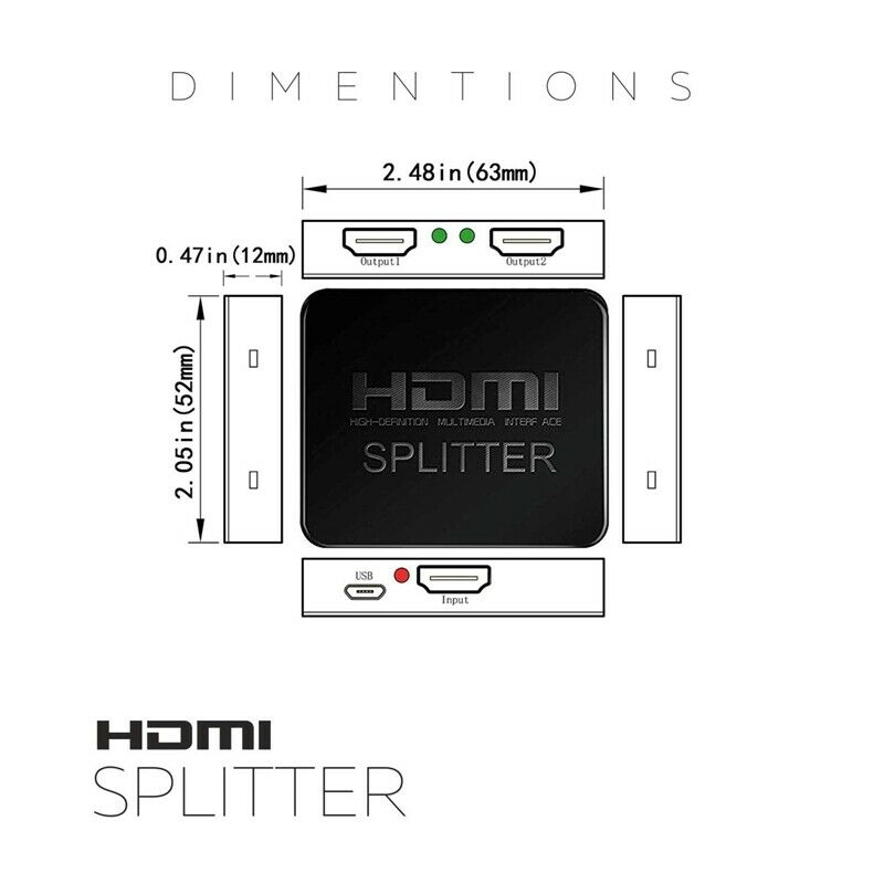 Hdmi Splitter 1 in 2 Out-Ultra Hd 4K 4 Port Hdmi Adapter for Fire Stick/App P6L5