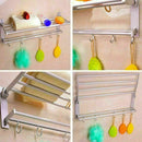 New Wall Mounted Towel Shelf Rail Storage Rack Holder H Hook Bathroom Hotel W8N4