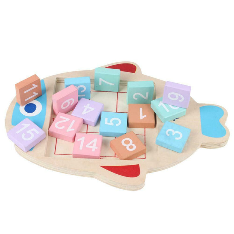 Fish Plate Number Wooden Board Montessori Toys Early Education Math Toys