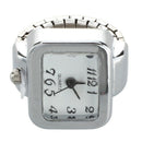 Quartz Watch Ring watch Digit Dial Arabic Rectangle White Unisex Jewelry E1N9