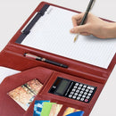 Dark Brown Office Folder A4 Multi-Function Binder Plywood Pu Belt Manager P