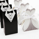 100pcs Bride and Groom Dress Candy Box Tuxedo Ribbon Party Wedding Favors IEM