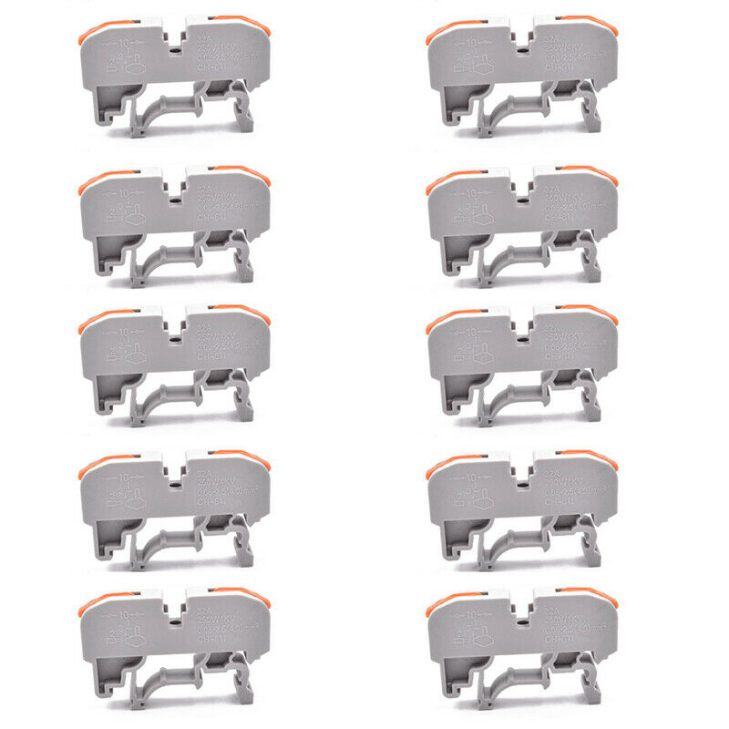 10set LAS--211 1 Pin Din Rail Compact Cable Wiring Connector Terminal Block Gn