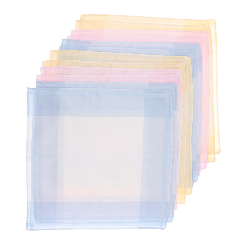 Set of 12 Plaid Pattern Handkerchief Pocket Square Hanky Party Suits Hankies