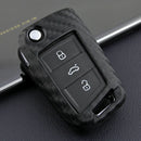 Carbon Fiber Flip Car Key Fob Chain Cover Case For VW Polo MK6  Golf/Golf R MK7