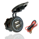 Car Motorcycle 4.2A Dual USB Charger Socket with Touch Switch+Power Cord