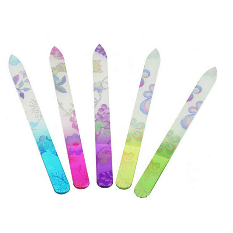 4pcs Color Crystal Glass Nail Art Files Manicure Tool Kit Durable Case 5.5inch