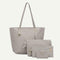 4pcs/set Solid Color Litchi Pattern Women Shoulder Handbags Clutch (Grey)