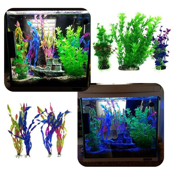 Artificial Aquatic Plants, 7 Pcs Large Aquarium Plants Plastic Fish Tank De
