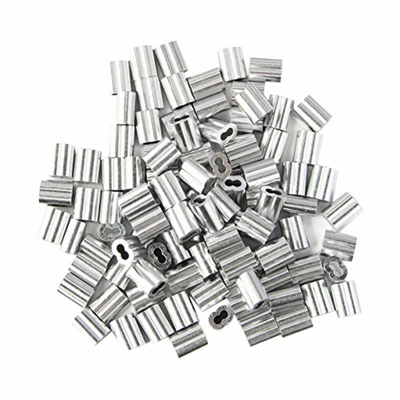 120x Aluminum Crimping Loop Sleeve for 2mm Diameter Wire Rope and Cable M8G7