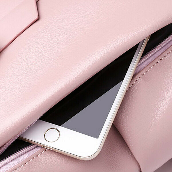 Women'S Shoulder Backpack Soft Leather Sweet Lady Bow Casual Travel Backpac U5E6