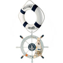 Wooden Boat Ship Wheel Fishing Nautical Beach Home Wall Hanging Room Decor