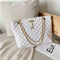 Fashion Leather Handbag Women Large Top-handle Bags Shopping Tote (White)